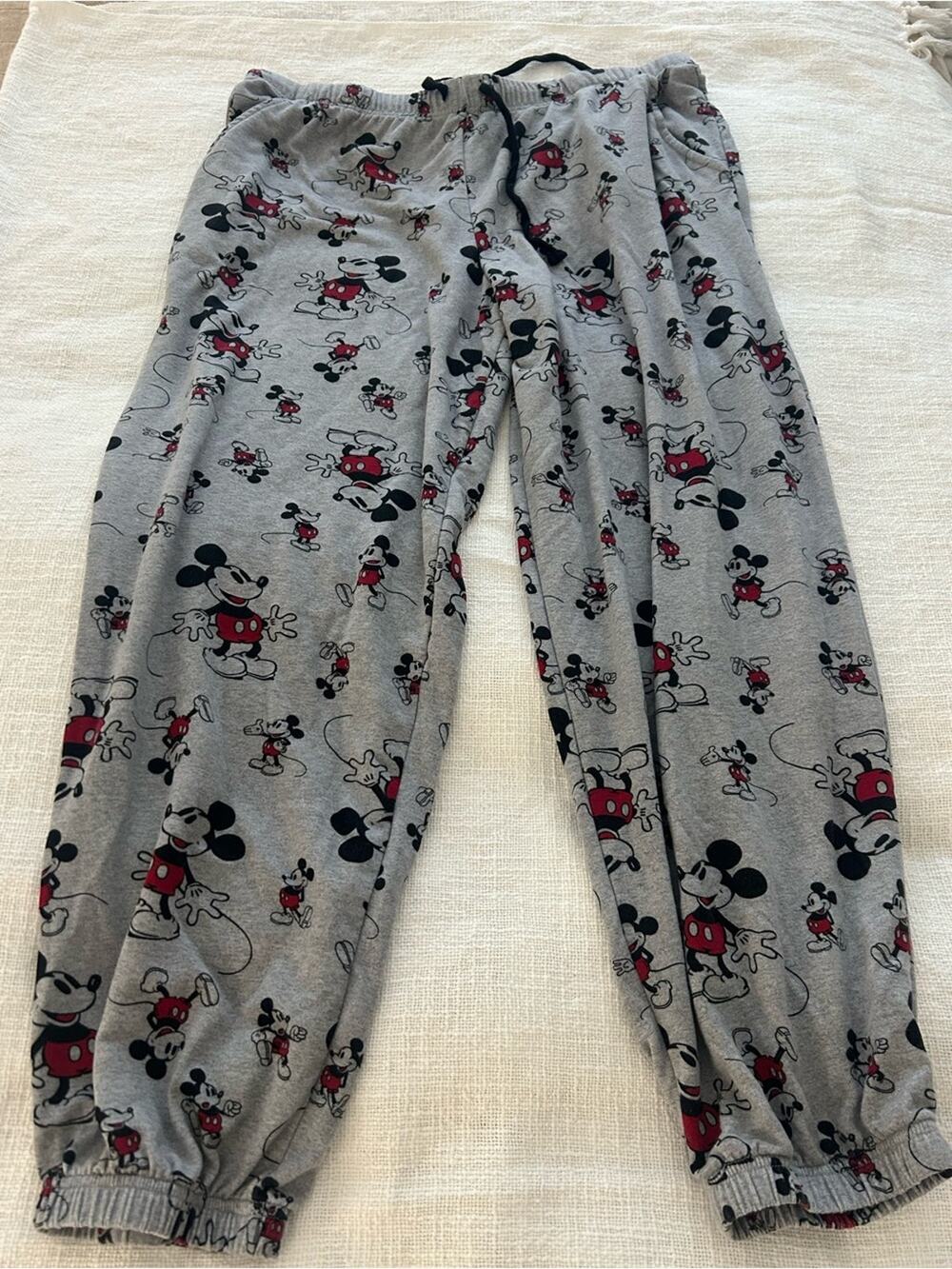 Disney Mickey Mouse Women’s XL Lounge Pajama Pants Gray Rayon Blend Drawstring